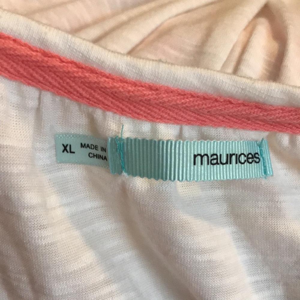 Maurices Bead & Embroidery Embellished, Tasseled Tie, Short Sleeve White Top - Picture 7 of 11